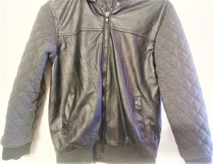 Kids Costumes to Hire - Black Bomber Jacket - Leather detail - Age 11 years